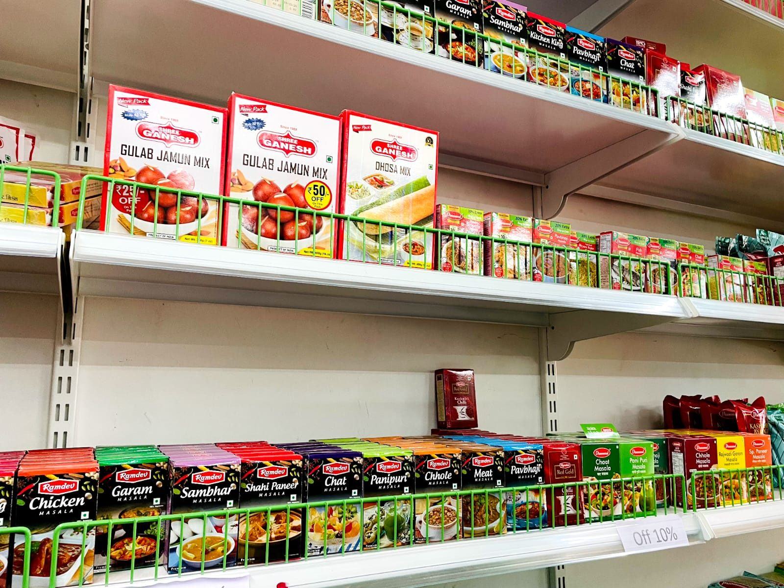 Spices, masalas and ready-mix shelves